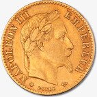 Золотая монета 10 Франков (Franc) Наполеона III (Napoleon III with Coronary) 1854-1869