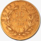 Золотая монета 10 Франков (Franc) Наполеона III (Napoleon III with Coronary) 1854-1869