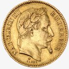 20 Francs Franceses Napoleon III con Coronaria | Oro | 1861-1870