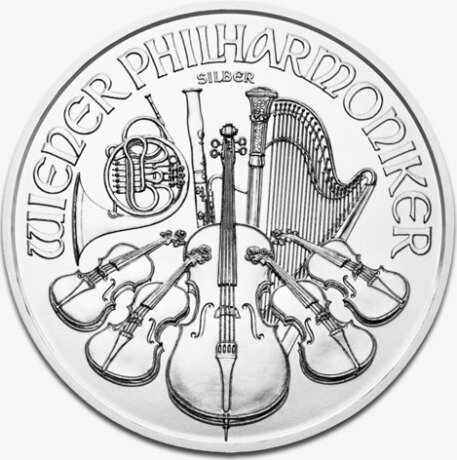 Серебряная монета Венская Филармония 1 унция разных лет 2-й вариант (Vienna Philharmonic)