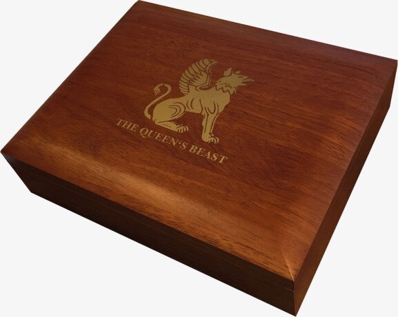 Cofanetto in legno per Queen's Beasts 10 x 2 oz d'argento