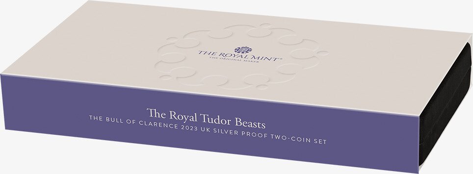 Zestaw dwóch monet 1 oz Tudor Beasts The Bull of Clarence Srebrna Moneta | Proof | 2023