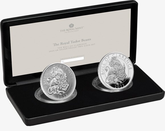 Two-Coin Set of 1 oz Tudor Beasts The Bull of Clarence | Plata | Proof | 2023