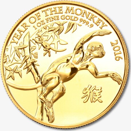 1 Uncja Lunar UK Rok Małpy Złota moneta | 2016